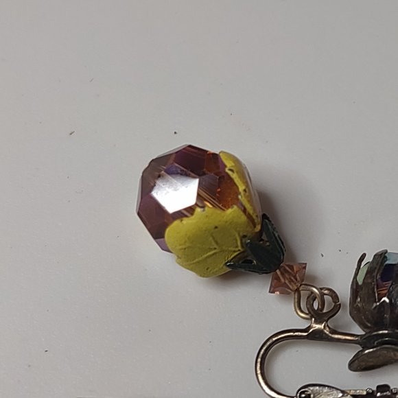 Very Awesome Vintage Glass Bead Dangling Fruit Clip On Earrings - Picture 12 of 16